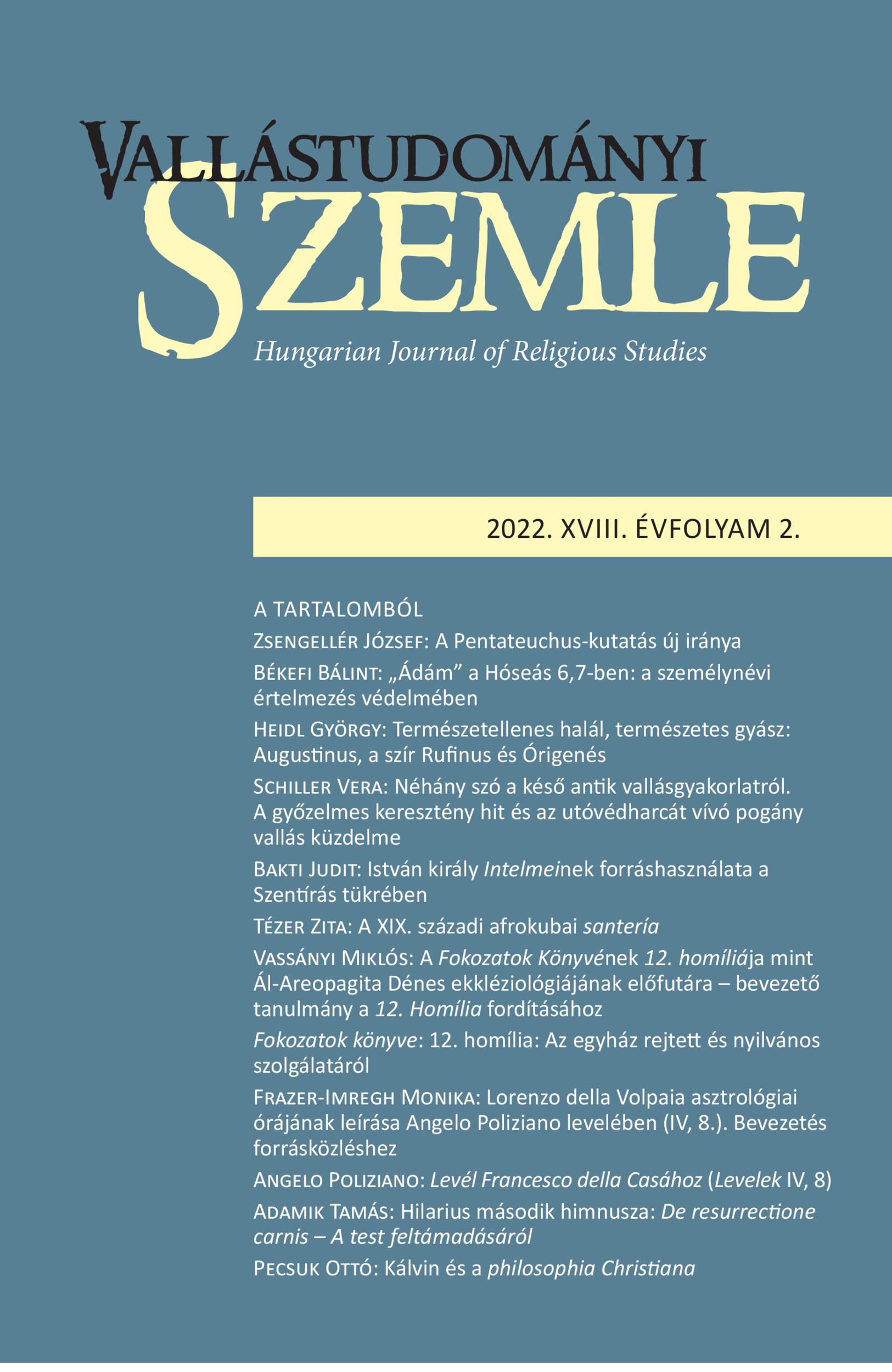 Vallástudományi Szemle 2022/2. szám